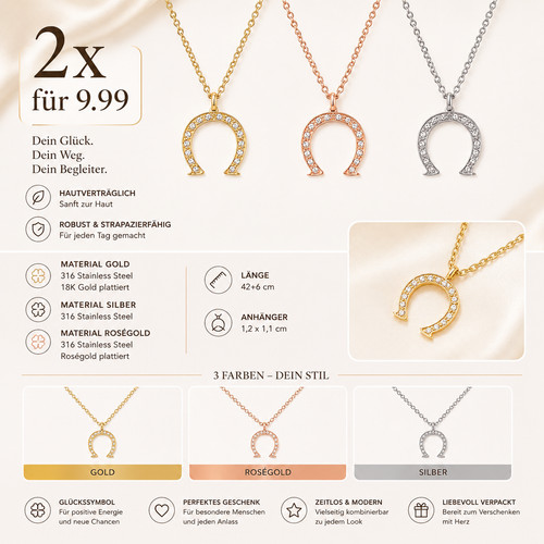 Edelstahl halskette hufeisen - edelstahl,